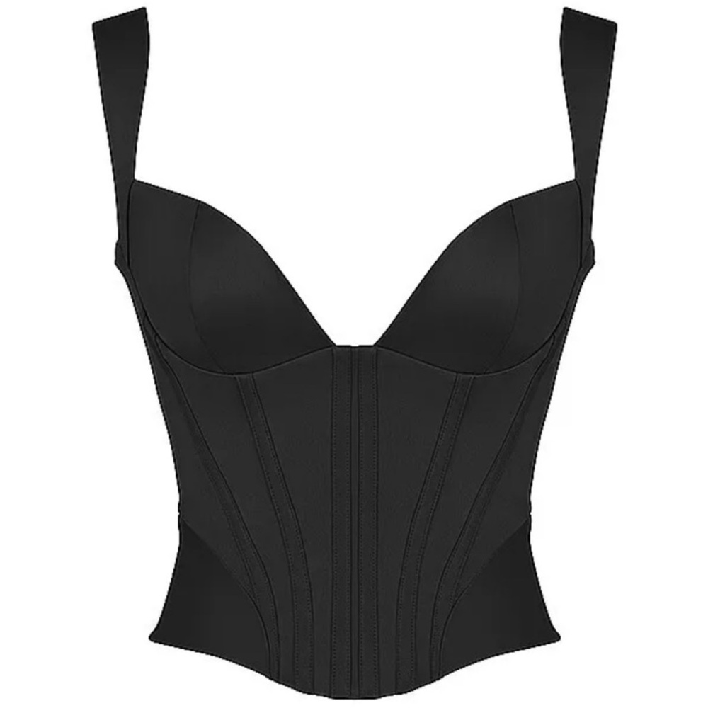 House of C.B. Liberty Black Satin Corset NWT
